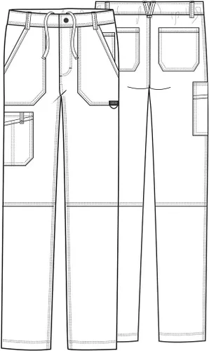Vista 6 de Cherokee Mens Scrub Pants with Cargo Pockets, Two-Way Stretch Modern fit Button Closure with Inside Drawstring Pants - WW140