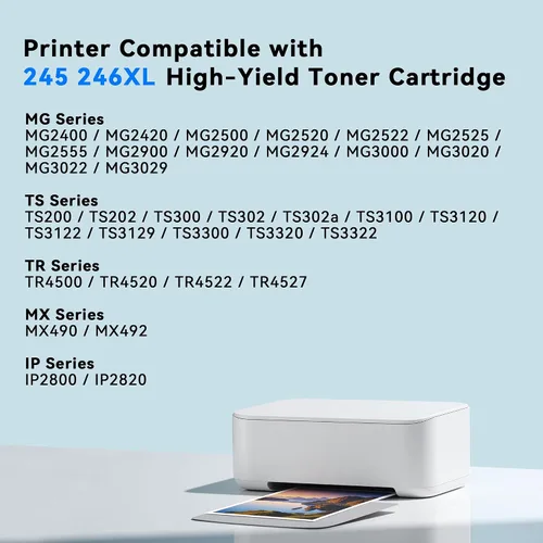 Vista 2 de Paquete combinado de cartuchos de tinta remanufacturados 245XL 246XL de repuesto para impresoras Canon PG-245XL CL-246XL compatible con impresoras