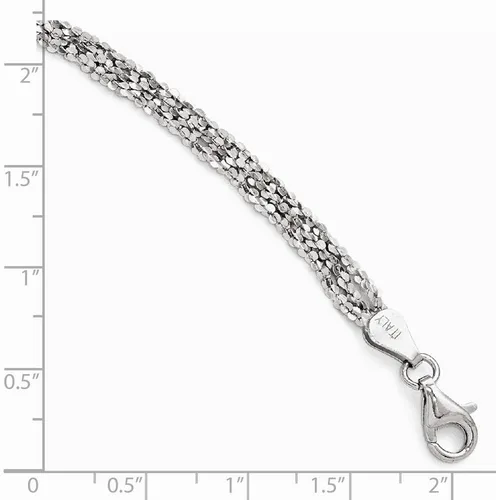 Vista 3 de 4mm Tres Strand Tobillera En plata de ley con textura, 910inch