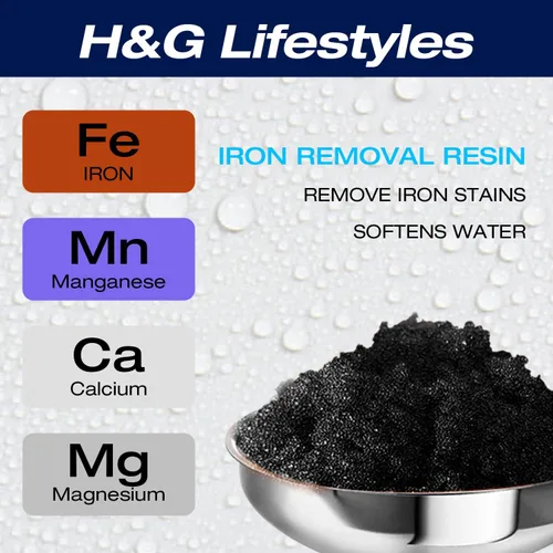 Vista 5 de H&G Lifestyles Resina de eliminación de hierro de 4L para filtro de agua con hierro, repuesto de cartucho de filtro de resina de intercambio iónico