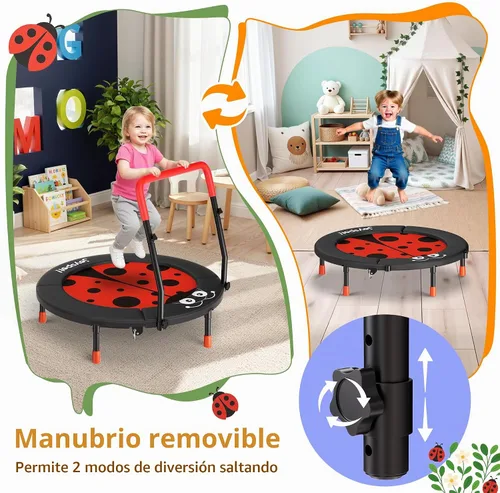 Vista 7 de 36-Inch Toddler Trampoline with Foam Handle, 3FT Foldable Mini Rebounder