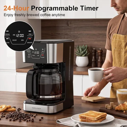Vista 4 de Cafetera de goteo con pantalla táctil de 12 tazas, cafetera programable