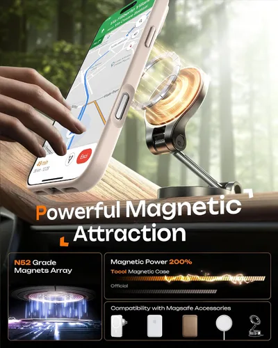 Vista 284 de TOCOL Funda para iPhone 11, compatible con Magsafe, protección completa de cámara, imanes integrados, protección contra caídas, funda translúcida