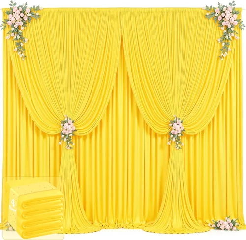 Vista 39 de 20 pies x 12 pies Cortinas de Telón de Fondo Azul Bebé Sin Arrugas para Bodas y Fiestas, Telón de Fondo de Tela Azul, Cortinas para Bodas