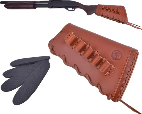 Vista 12 de Almohadilla de cuero para mejilla de culata cosida a mano para rifle 38/357 45-70 308 .22LR 12GA Mano zurda - Negro