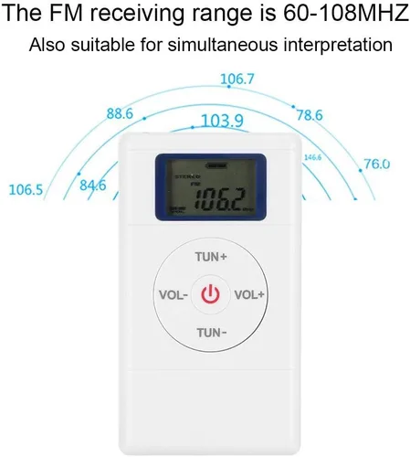 Vista 2 de Tangxi Radios portátiles para auriculares, mini sintonización digital, reproductor de audio de radio FM con cordón y auriculares, batería