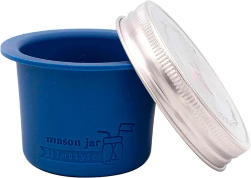 Vista 19 de Mason Jar Lifestyle Taza divisora para ensaladas, salsas y aperitivos. Contenedor de almuerzo Bento sin plástico (gris carbón, boca normal)