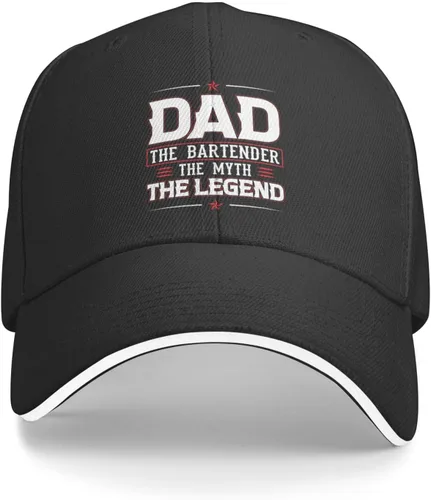 Vista 2 de Dad The Bartender The Myth Thelegend Baseball Cap for Men Women Adjustable Funny Dad Hat Black