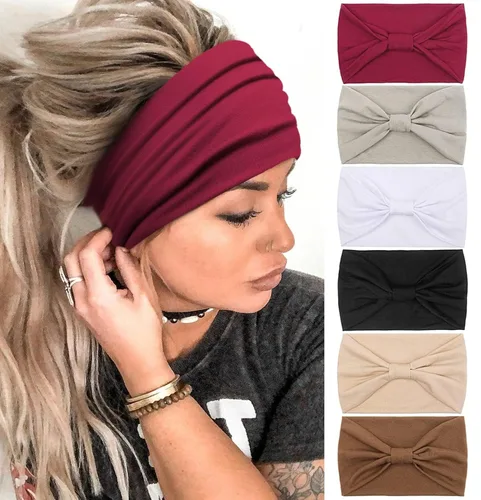 Vista 13 de Diadema Tobeffect para mujer, turbante de estilo bohemio africano, con nudos anchos, accesorios para el cabello Diademas 1