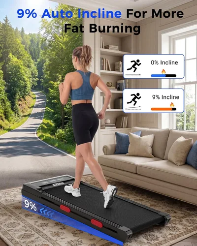 Vista 8 de Superun Walking Pad with 9% Auto Incline, Under Desk Treadmill for Home