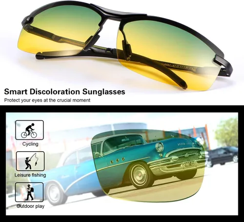 Vista 7 de YIMI Gafas de sol fotocrómicas polarizadas para hombre, para deportes al aire libre, conducción y ciclismo, antideslumbrante, UV400, gafas ligeras