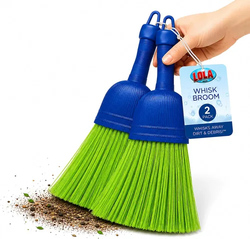 Vista 9 de LOLA Escoba de batir resistente, cepillo de mano, cerdas duraderas, barre la suciedad y los desechos, compacta, agujero para colgar para fácil