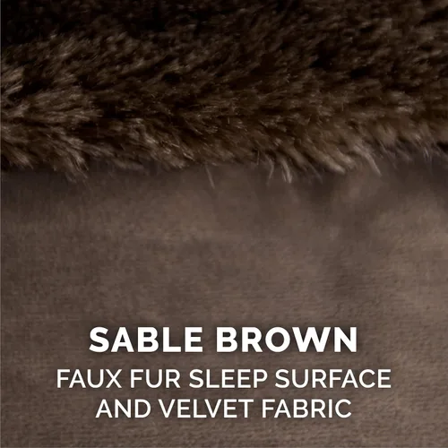 Vista 6 de Furhaven - Cama para perro de espuma viscoelástica, en forma de L, estilo diván, de felpa y terciopelo, marrón sable, talla jumbo plus (XXL)
