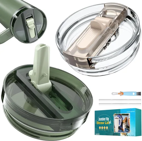 Vista 13 de Tapa de repuesto de 40 oz para Stanley, paquete de 2 tapas desmontables a prueba de fugas con pajita abatible compatible con vaso Stanley Quencher
