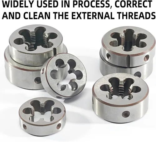 Vista 6 de 5/16 "-18 UNC HSS Tap And Die Set, 5/16 x 18 UNC Macho de rosca de máquina y UNS Rosca redonda Die mano derecha