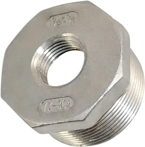 Vista 21 de 1/4" macho NPT a 1/8" hembra NPT hembra reductor/reductor buje de tubería, adaptador, buje hexagonal SS 304 de acero inoxidable
