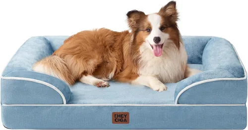 Vista 59 de EHEYCIGA – Cama ortopédica impermeable para perros pequeños, de espuma viscoelástica tipo caja de huevos, con bordes elevados y base antideslizante