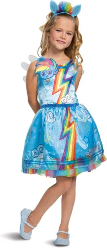 Vista 8 de Disguise Rainbow Dash - Disfraz de My Little Pony para niñas, traje de vestido de personaje infantil, talla clásica para niños, talla extra pequeña