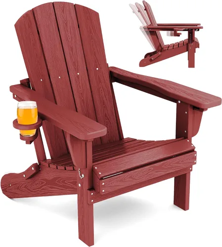 Vista 19 de SERWALL Silla Adirondack plegable ajustable, silla Adirondack reclinable con 3 posiciones reclinables, HDPE para todo tipo de clima, Adirondack