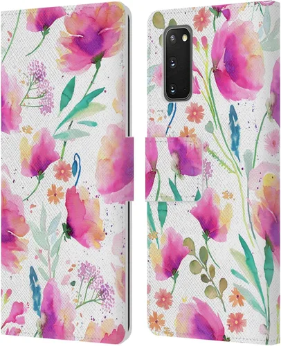 Vista 224 de Head Case Designs Officially Licensed Ninola Abstract Poppies Lilac Floral Leather Wallet Case Compatible with Samsung Galaxy A07 4G