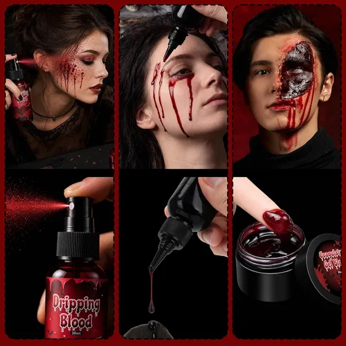 Vista 3 de 4PCS Halloween Fake Blood Kit Cosplay Vampire Makeup Accessories