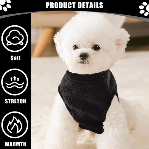 Vista 5 de Suéteres para Perros Pequeños para Niñas, Chaleco de Forro Polar para Perros con Orificio para Correa, Suéter Cálidamente Ajustable, Chaqueta