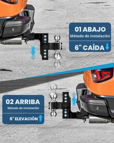 Vista 6 de Kohree Enganche de remolque ajustable de 6 pulgadas compatible con receptor de 2 pulgadas, bola doble sólida de 2" y 2-5/16" (12,500 LBS GTW)