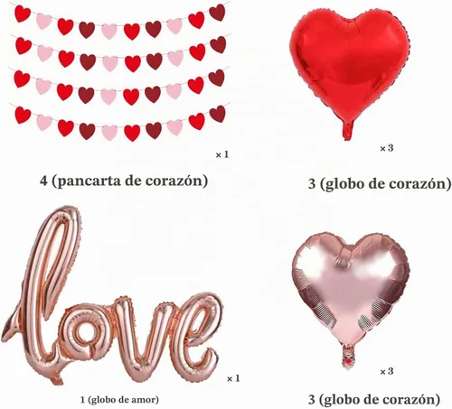 Vista 3 de Guirnalda de corazones para el día de San Valentín, guirnalda de globos para el día de San Valentín, decoración con globos de amor de 40 pulgadas