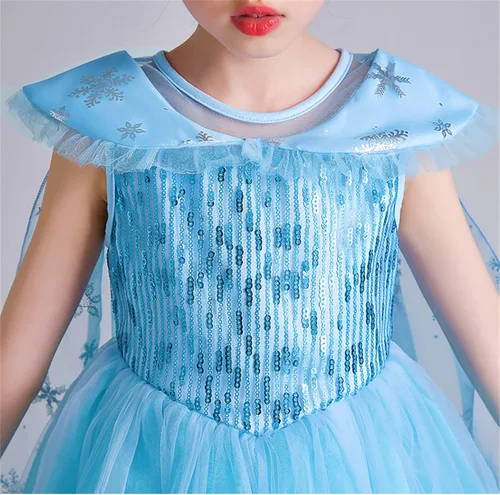 Vista 3 de GZ-LAOPAITOU Frozen Dresses for Girls Cosplay Elsa Princess on Birthday Party Halloween Christmas with Accessories Blue