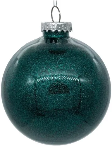 Vista 15 de Vickerman Adorno navideño de bola transparente de 3 pulgadas con interior de purpurina dorada antigua. Oro envejecido