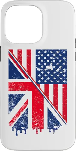 Vista 20 de Funda para iPhone 15 Union Jack y bandera estadounidense para expatriados británicos y estadounidenses