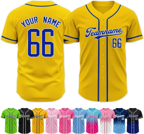 Vista 23 de Custom Baseball Jersey Stitched Personalized Name Number Baseball Shirts Sports Uniform for Men Women Boy