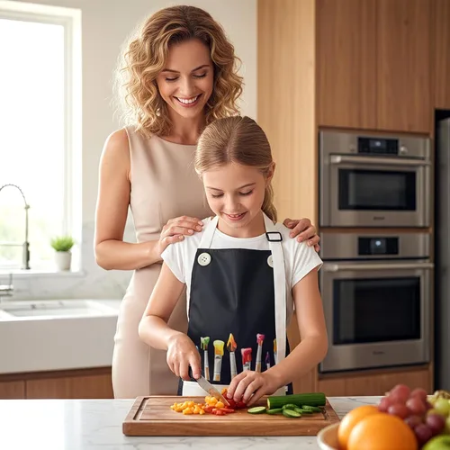 Vista 6 de Mabor 2 delantales para cocinar, delantal de pintura impermeable ajustable, delantales de arte con bolsillos para niños y niñas, pintura