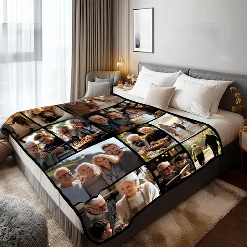 Vista 27 de Mantas personalizadas con 1 foto y texto impreso en Estados Unidos Manta personalizada con imagen de 30 x 40 pulgadas Mantas personalizadas