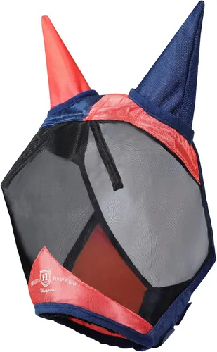 Vista 97 de Harrison Howard Máscara de mosca de caballo luminosa profesional estándar con orejas protección UV para caballo, azul y plateado, pequeño poni Azul