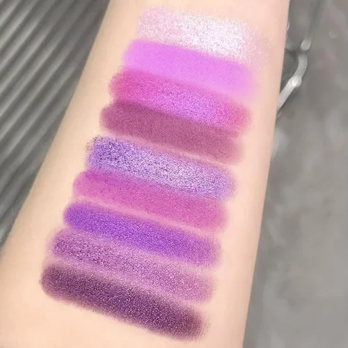 Vista 2 de Erinde Paleta de maquillaje de sombra de ojos de 9 colores con purpurina y lavanda brillante y mate, violeta, malva, púrpura oscura, plateado
