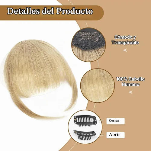 Vista 3 de Flufymooz Flequillo con clip, 100% cabello humano, extensiones de clip de cabello, flequillo con clip, flequillo francés, flequillo francés