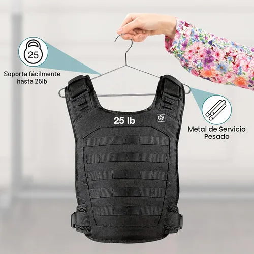 Vista 2 de Perchas de metal cromado, perchas de ropa resistentes con ranuras antideslizantes, perchas delgadas que ahorran espacio, paquete de 10