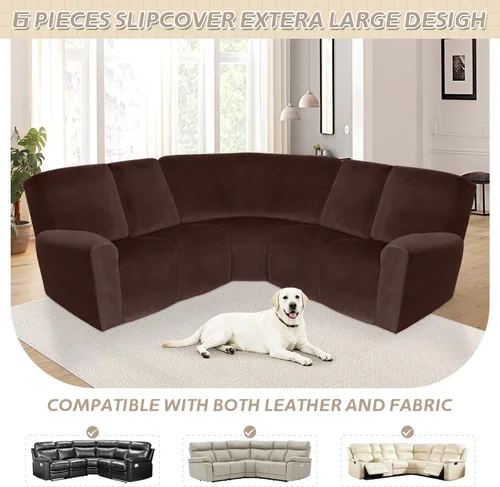 Vista 329 de Arfntevss Fundas de sofá seccional reclinable de terciopelo, Funda de sofá seccional de esquina para sofá reclinable, Funda elástica suave