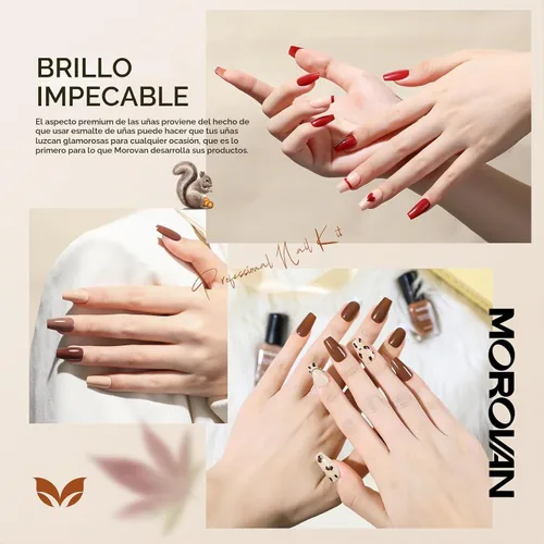 Vista 2 de Morovan Juego de Esmaltes de Uñas Marrones: Kit de Esmalte de Uñas Nude Chocolate Oscuro de Invierno Secado Rápido al Aire Regular Paquete