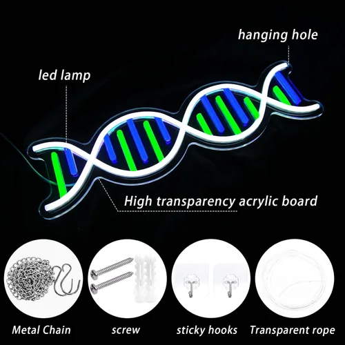 Vista 5 de Letreros de neón de doble hélice de ADN para decoración de pared, luz LED de neón regulable para hombre, cueva, sala de juegos, dormitorio
