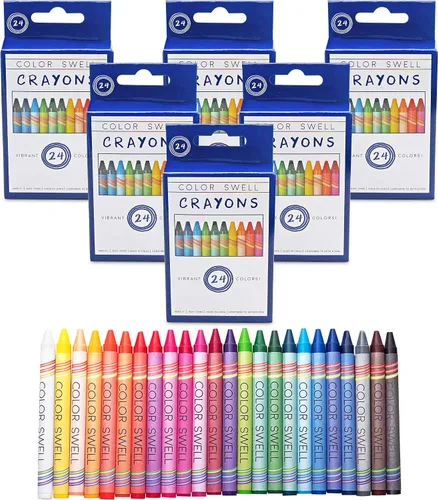 Vista 12 de Color Swell Paquete de 24 crayones – no tóxicos, ideales para niños, estudiantes, adultos y actividades en el aula
