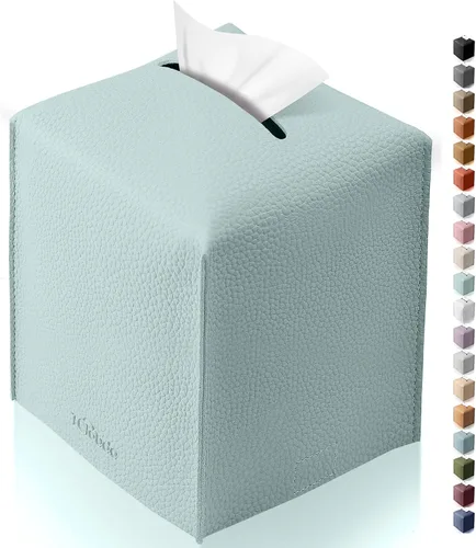 Vista 9 de Funda cuadrada para caja de pañuelos de piel sintética moderna para decoración creativa, paquete de 2, ideal para baños, oficina, coche, mesita