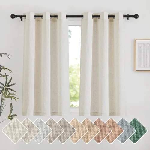 Vista 8 de NICETOWN - Cortinas de lino angora para ventana de cocina sobre el fregadero, con ojales, lino grueso angora, tratamientos cortos para ventanas
