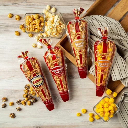 Vista 6 de Popcornopolis Palomitas de maíz gourmet, surtido de 40 piezas variedad de aperitivos dulces y salados, sin OMG, sin gluten