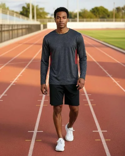 Vista 65 de Real Essentials Paquete de 4 unidades: camiseta de manga larga para hombre Dry Fit, disipa la humedad, protección solar FPU 50+ contra rayos