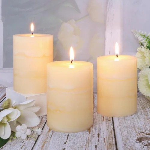 Vista 30 de Velas aromáticas de pilar FLAVCHARM de larga duración, sin goteo, rojas, 3x4 pulgadas
