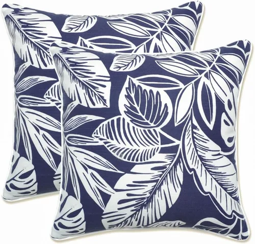 Vista 73 de Pillow Perfect Almohadas lumbares Delray azul marino para exteriores/interiores, 11.5 x 18.5 pulgadas, paquete de 2