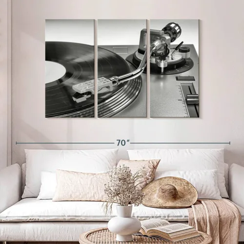 Vista 68 de Elephant Stock BW - Reproductor de discos de vinilo para pared, lienzo horizontal, decoración de pared de sala de estar de 3 piezas, impresión