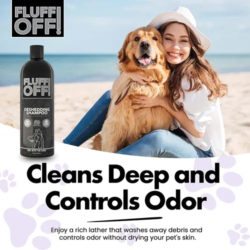 Vista 7 de Fluff Off! by Girl With The Dogs, Champú y acondicionador natural para perros y gatos, paquete de 16 onzas